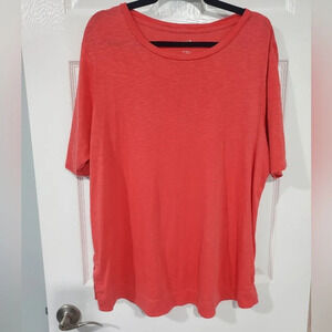 J. Jill Red Coral Pima Shirttail Tunic Short Sleeve Top in Size 2X